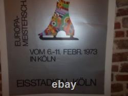 Authentique Affiche Ancienne Patinage Artistique A Cologne En 1973