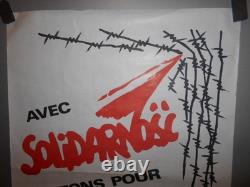 Authentique Affiche Ancienne Pro Polonaise Solidarnosc