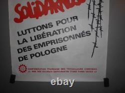 Authentique Affiche Ancienne Pro Polonaise Solidarnosc