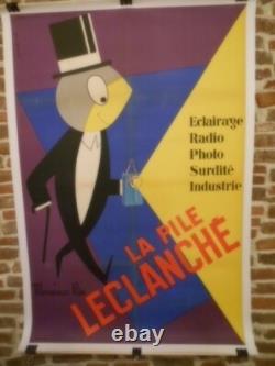 Authentique Affiche Ancienne Publicitaire La Pile Leclanche