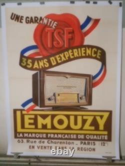 Authentique Affiche Ancienne Radio Lemouzy
