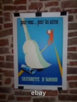 Authentique Affiche Ancienne Securite