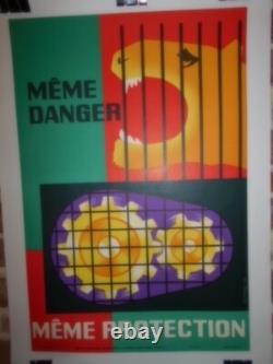 Authentique Affiche Ancienne Securite