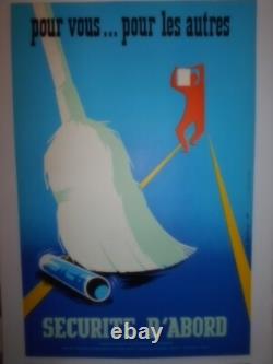 Authentique Affiche Ancienne Securite