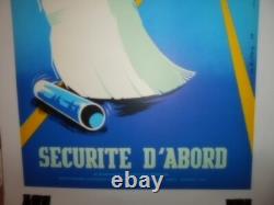 Authentique Affiche Ancienne Securite