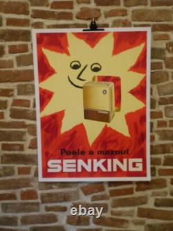 Authentique Affiche Ancienne Senking Poele A Mazout