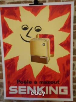 Authentique Affiche Ancienne Senking Poele A Mazout