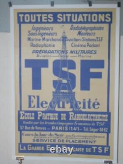 Authentique Affiche Ancienne Tsf Electricite -tour Eiffel