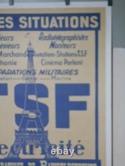 Authentique Affiche Ancienne Tsf Electricite -tour Eiffel
