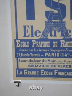 Authentique Affiche Ancienne Tsf Electricite -tour Eiffel