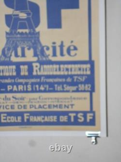 Authentique Affiche Ancienne Tsf Electricite -tour Eiffel