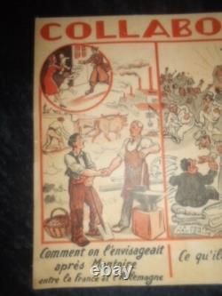 Authentique Affichette Ancienne Collaboration