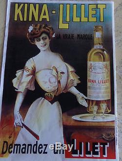 Authentique affiche ancienne Kina LILLET LILET 1904 signée Georges DOLA130 X 100
