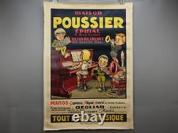 Authentique affiche litho Léon Husson maison Poussier tout pour la musique 1922