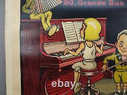 Authentique affiche litho Léon Husson maison Poussier tout pour la musique 1922