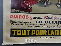 Authentique affiche litho Léon Husson maison Poussier tout pour la musique 1922
