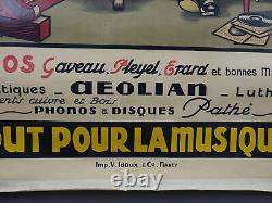 Authentique affiche litho Léon Husson maison Poussier tout pour la musique 1922