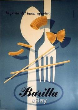 BARILLA Affiche originale entoilée Litho 1952 Erberto CARBONI 71x96cm