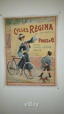 BELLE AFFICHE ANCIENNE ORIGINALE VELO ANCIEN CYCLES REGINA signée Paolo HENRI