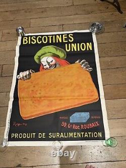 BISCOTINES UNION Affiche originale Litho 1905 CAPPIELLO 104x14