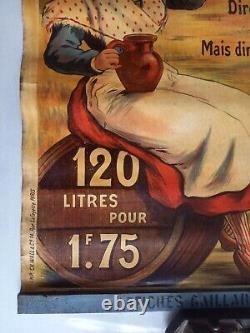 BOISSON NORMANDE Affiche sur Zinc Publicitaire Ancienne 60x80cm 1920 Cidre Calva