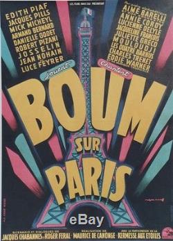 BOUM SUR PARIS Affiche originale entoilée Litho 1953 ROJAC (TOUR EIFFEL)