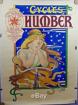 Belle Affiche Ancienne C 1900 Cycles HUMBER par H Bresster entoile BE