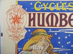 Belle Affiche Ancienne C 1900 Cycles HUMBER par H Bresster entoile BE
