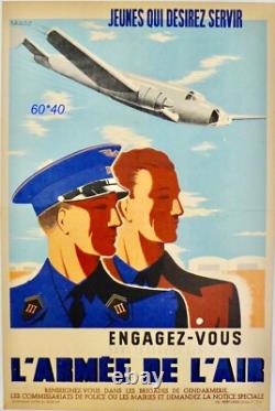 Belle Affiche Ancienne Entoilee Armée de l'air par SOGNO