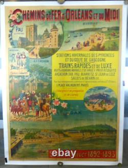 Belle Affiche Ancienne Entoilee Saison d'Hiver 18921896 Biarritz Arcachon