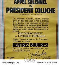 Belle Affiche Originale Pour La Campagne Présidentielle De Coluche De 1981