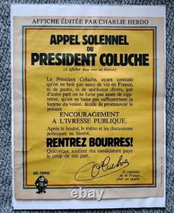 Belle Affiche Originale Pour La Campagne Présidentielle De Coluche De 1981