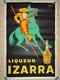 Belle Ancienne Affiche Originale Liqueur Izarra Zulla 1934 Picador à Cheval 1