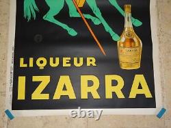 Belle Ancienne Affiche Originale Liqueur Izarra Zulla 1934 Picador à Cheval 1