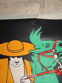 Belle Ancienne Affiche Originale Liqueur Izarra Zulla 1934 Picador à Cheval 1