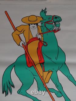Belle Ancienne Affiche Originale Liqueur Izarra Zulla 1934 Picador à Cheval 2