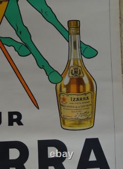 Belle Ancienne Affiche Originale Liqueur Izarra Zulla 1934 Picador à Cheval 2