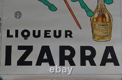 Belle Ancienne Affiche Originale Liqueur Izarra Zulla 1934 Picador à Cheval 2