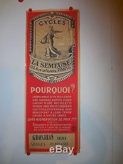 Belle affiche ancienne cycle la semeuse Neuilly plaisance 1910 velo ancien