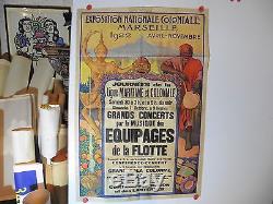 Belle affiche ancienne exposition coloniale Marseille 1922 ligue maritime
