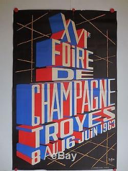 Belle affiche ancienne foire de champagne a Troyes par Buffet