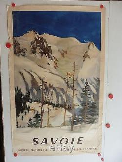 Belle affiche ancienne tourisme SNCF Savoie 1948 par Fontanarosa theme ski