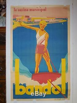 Belle affiche ancienne tourisme bandol cote d Azur 1930 art deco
