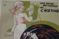 Belle affiche publicitaire haut parleur PHILIPS radio signé René Vincent