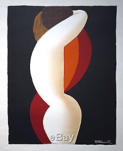 Bernard VILLEMOT / Affiche lithographie 1983 / 65 x 49 cm / Perrier / couple