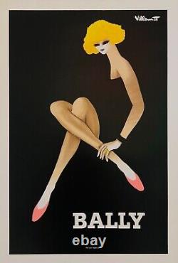 Bernard Villemot, C. A. 1980 BALLY BLONDE Affiche Vintage Originale Sur Lin