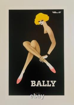Bernard Villemot, C. A. 1980 BALLY BLONDE Affiche Vintage Originale Sur Lin