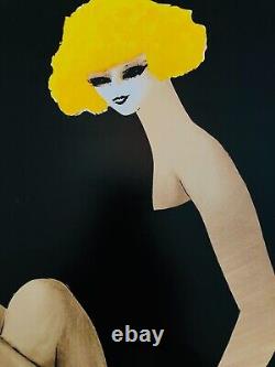 Bernard Villemot, C. A. 1980 BALLY BLONDE Affiche Vintage Originale Sur Lin