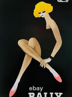 Bernard Villemot, C. A. 1980 BALLY BLONDE Affiche Vintage Originale Sur Lin