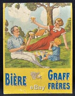 Bière Graff Frères à Rennes / Panonceau Lithographié Bière Bretonne / Maybon